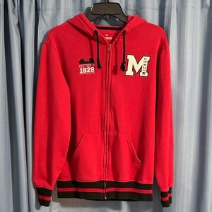 Disneyland Paris Mickey Cast Member Red Zip-Up Hoodie Jacket Women’s Size Small